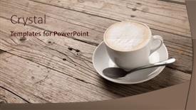  Presentation with beverages - Presentation design featuring image-of-white-cup background and a coral colored foreground