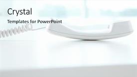  Presentation with black and white old phone - Cool new presentation theme with hotline - image of white phone receiver backdrop and a cool aqua colored foreground