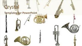  Presentation with music instrument - Cool new PPT layouts with image of wind instruments isolated backdrop and a cream colored foreground