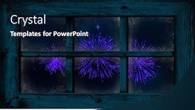  Presentation with christmas party - PPT theme consisting of image-of-window-with-purple background and a navy blue colored foreground