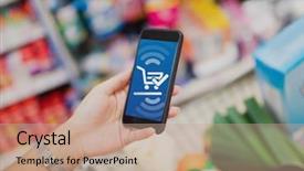  Presentation with online shopping - Audience pleasing presentation consisting of image of woman doing online backdrop and a coral colored foreground