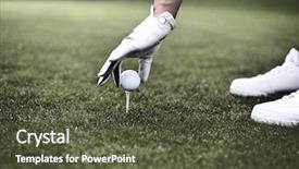  Presentation with golf - Colorful theme enhanced with image of woman placing ball backdrop and a tawny brown colored foreground