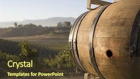  Presentation with wine barrel - Cool new PPT layouts with image of wooden wine barrel backdrop and a tawny brown colored foreground