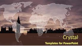  Presentation with london - Presentation theme consisting of image-of-world-map-over background and a tawny brown colored foreground