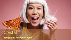  Presentation with milkshake - Slides featuring image-of-young-asian-girl background and a red colored foreground