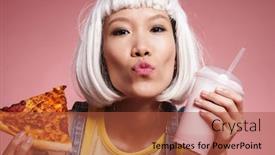  Presentation with milkshake - Cool new presentation theme with image-of-young-asian-girl backdrop and a red colored foreground