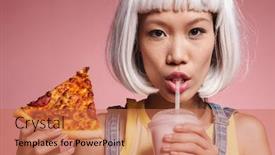  Presentation with milkshake - Beautiful PPT theme featuring image-of-young-asian-girl backdrop and a coral colored foreground