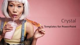  Presentation with milkshake - Slides with image-of-young-asian-girl background and a coral colored foreground