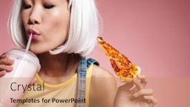  Presentation with milkshake - Colorful theme enhanced with image-of-young-asian-girl backdrop and a coral colored foreground