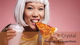  Presentation with milkshake - PPT theme having image-of-young-asian-girl background and a red colored foreground