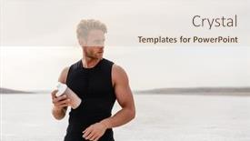  Presentation with protein shake - Presentation theme having image-of-young-athletic-sportsman background and a lemonade colored foreground