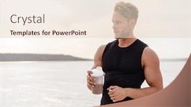  Presentation with protein shake - Audience pleasing PPT theme consisting of image-of-young-athletic-sportsman backdrop and a lemonade colored foreground