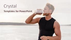  Presentation with protein shake - Amazing PPT theme having image-of-young-athletic-sportsman backdrop and a lemonade colored foreground