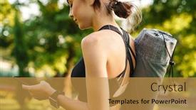  Presentation with mobil home park - Presentation design featuring image-of-young-athletic-sportswoman background and a gold colored foreground