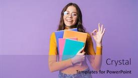  Presentation with student - Amazing PPT layouts having image-of-young-beautiful-student backdrop and a light blue colored foreground