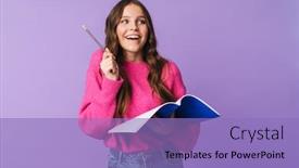  Presentation with exercise - Cool new PPT theme with image-of-young-beautiful-student backdrop and a light blue colored foreground