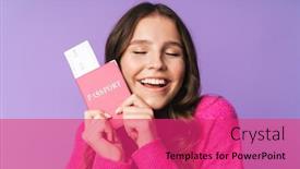  Presentation with passport travel - Amazing slides having image-of-young-beautiful-woman backdrop and a red colored foreground