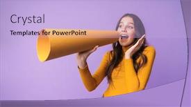  Presentation with brown paper history - Slides enhanced with image-of-young-beautiful-woman background and a light blue colored foreground