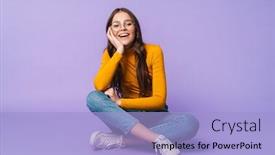  Presentation with arabian woman wearing hijab muslim - Beautiful theme featuring image-of-young-beautiful-woman backdrop and a light blue colored foreground