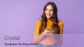  Presentation with long hair - Cool new theme with image-of-young-beautiful-woman backdrop and a light blue colored foreground