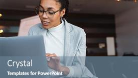  Presentation with office room - Slides having image-of-young-brunette-african background and a seafoam green colored foreground