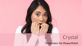  Presentation with pink nails - PPT theme featuring image-of-young-brunette-asian background and a lemonade colored foreground