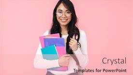  Presentation with young college student diagnosis of sti - Presentation theme enhanced with image-of-young-brunette-asian background and a lemonade colored foreground