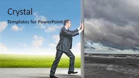  Presentation with climate change business - PPT layouts featuring image of young business man background and a light blue colored foreground