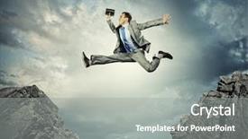  Presentation with gap - Presentation theme consisting of image of young businessman jumping background and a gray colored foreground