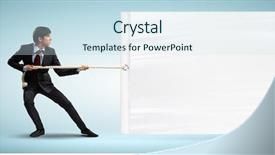  Presentation with blank - PPT theme enhanced with image of young businessman pulling background and a sky blue colored foreground