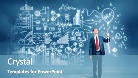  Presentation with businessman standing on maze - Presentation theme featuring image of young businessman standing background and a teal colored foreground