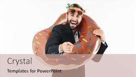  Presentation with swim suit - Beautiful presentation theme featuring image-of-young-businessman backdrop and a coral colored foreground