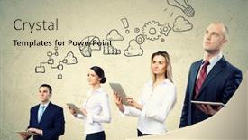  Presentation with multiracial team of young doctors stacking hands - PPT theme with image of young businesspeople team collage background background and a soft green colored foreground