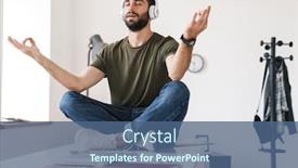  Presentation with old wite man and his music - Presentation theme with image-of-young-calm-man background and a ocean colored foreground