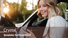  Presentation with luxury car - Presentation theme having image-of-young-caucasian-beautiful background and a tawny brown colored foreground