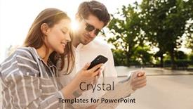  Presentation with city map - PPT theme featuring image-of-young-caucasian-beautiful background and a coral colored foreground