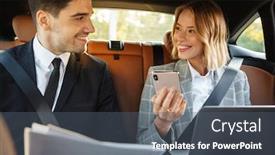  Presentation with image of car racing - Colorful PPT theme enhanced with image-of-young-caucasian-businesslike backdrop and a gray colored foreground