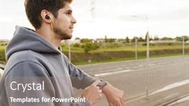  Presentation with smartwatch - Audience pleasing slide deck consisting of image-of-young-caucasian-sportsman backdrop and a coral colored foreground