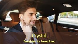  Presentation with black man - Colorful slides enhanced with image-of-young-caucasian-successful backdrop and a tawny brown colored foreground