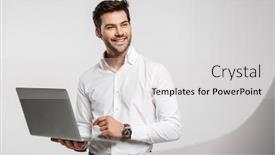  Presentation with cheerful - Audience pleasing PPT layouts consisting of image-of-young-cheerful-businessman backdrop and a light gray colored foreground