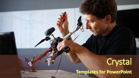  Presentation with engineering engineer or safety officer - PPT layouts featuring image of young engineer mending background and a tawny brown colored foreground