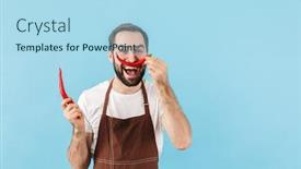  Presentation with chili - Presentation theme having image-of-young-excited-funny background and a light blue colored foreground