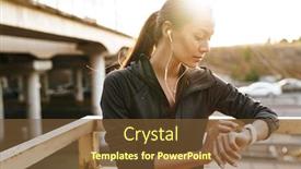  Presentation with railing - Presentation theme having image-of-young-focused-woman background and a tawny brown colored foreground