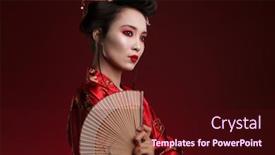  Presentation with kimono - PPT theme with image-of-young-geisha-woman background and a wine colored foreground