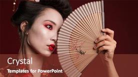  Presentation with traditional - Cool new presentation theme with image-of-young-geisha-woman backdrop and a tawny brown colored foreground