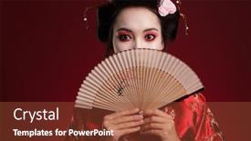 Presentation with kimono - PPT theme enhanced with image-of-young-geisha-woman background and a red colored foreground
