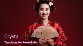  Presentation with kimono - Presentation design consisting of image-of-young-geisha-woman background and a wine colored foreground
