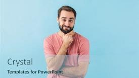  Presentation with thinking - PPT theme featuring image-of-young-handsome-thinking background and a light blue colored foreground