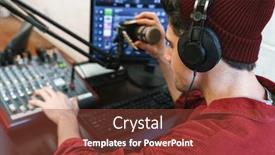  Presentation with radio station - Slide deck enhanced with image-of-young-happy-caucasian background and a tawny brown colored foreground