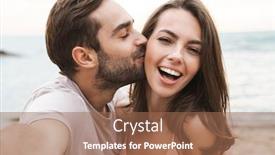  Presentation with happy image - Slide set featuring image-of-young-happy-man background and a coral colored foreground